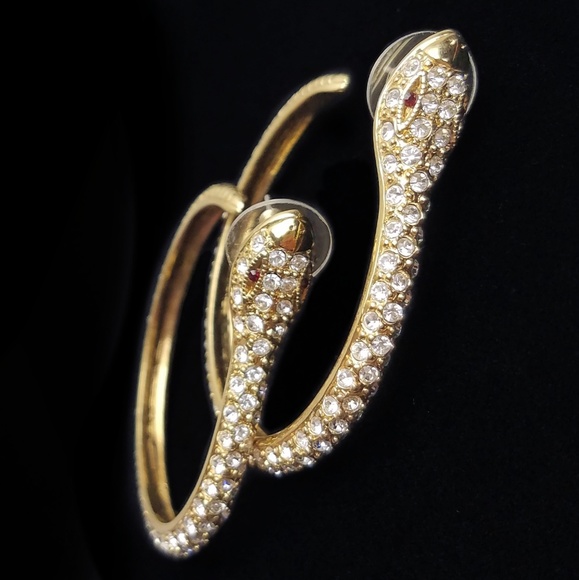 Kenneth Jay Lane Jewelry - Kenneth Jay Lane Pavé Snake Hoop Earrings
